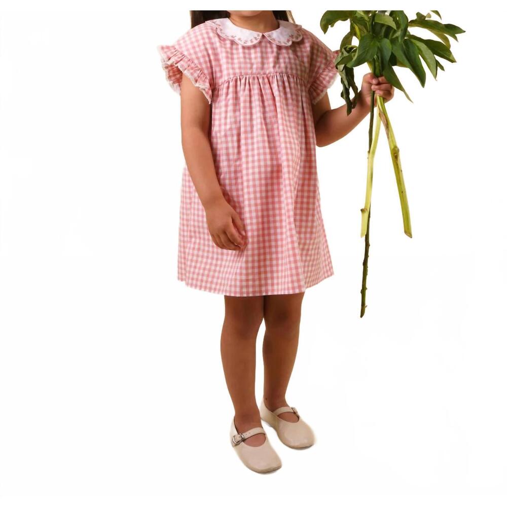 NEW EARLY SUNDAY lila gingham check dress in peony